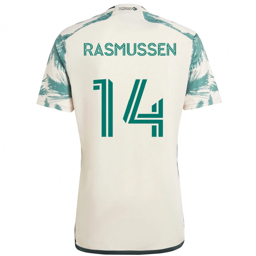Danxen Barn Justin Rasmussen #14 Beige Grön Bortatröja Matchtröjor 2025/26 Tröjor T-Tröja