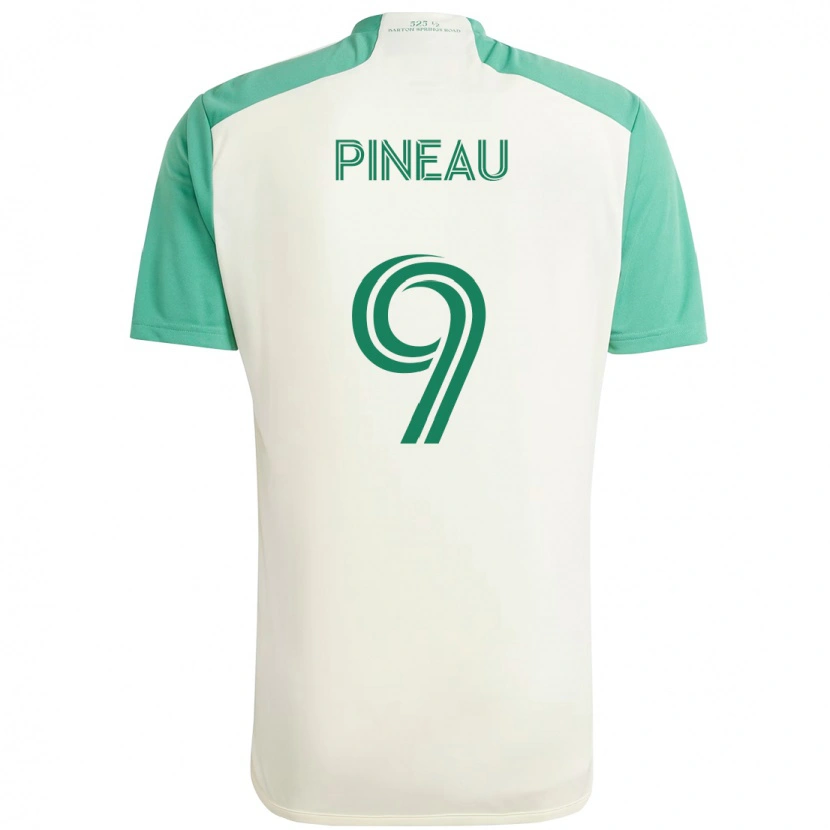 Danxen Barn Sebastien Pineau #9 Vit Grön Bortatröja Matchtröjor 2025/26 Tröjor T-Tröja