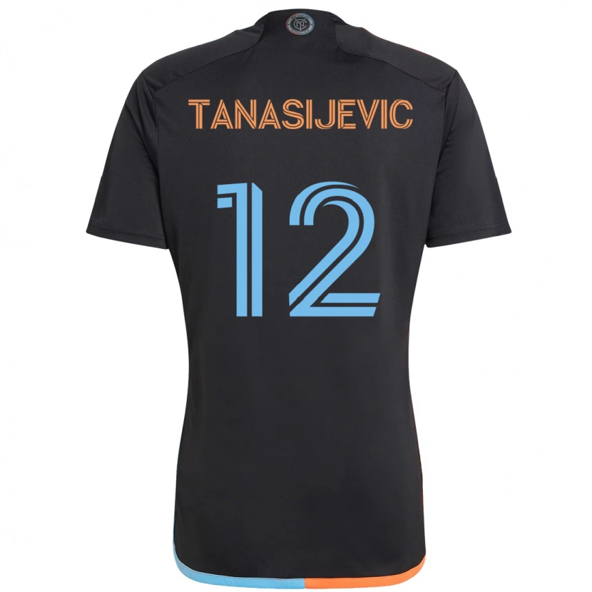 Danxen Barn Strahinja Tanasijević #12 Svart Blå Orange Bortatröja Matchtröjor 2025/26 Tröjor T-Tröja