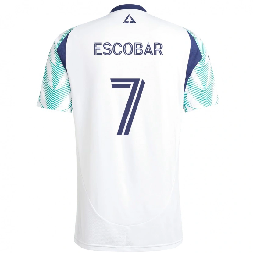 Danxen Barn Olger Escobar #7 Vit Blå Bortatröja Matchtröjor 2025/26 Tröjor T-Tröja