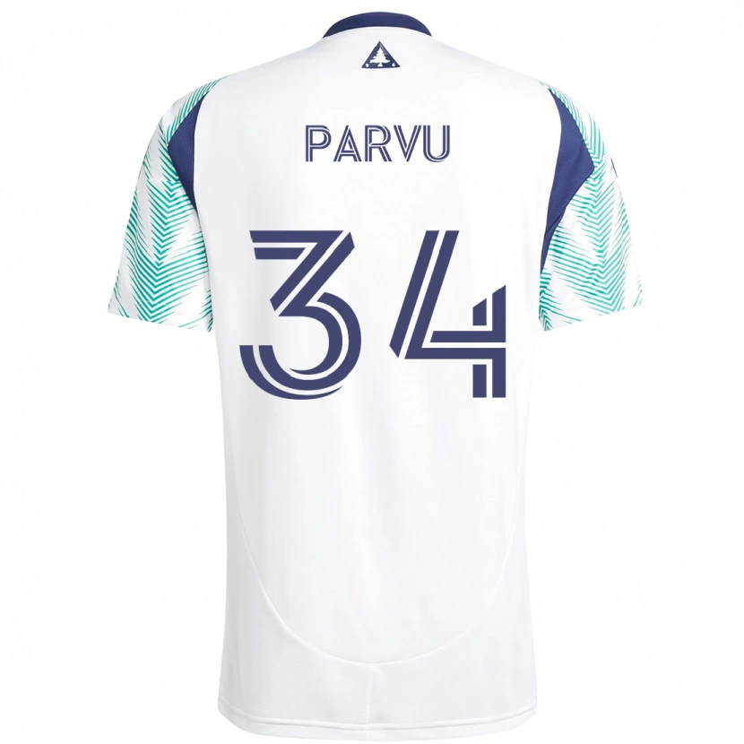 Danxen Barn Alexandru Parvu #34 Vit Blå Bortatröja Matchtröjor 2025/26 Tröjor T-Tröja