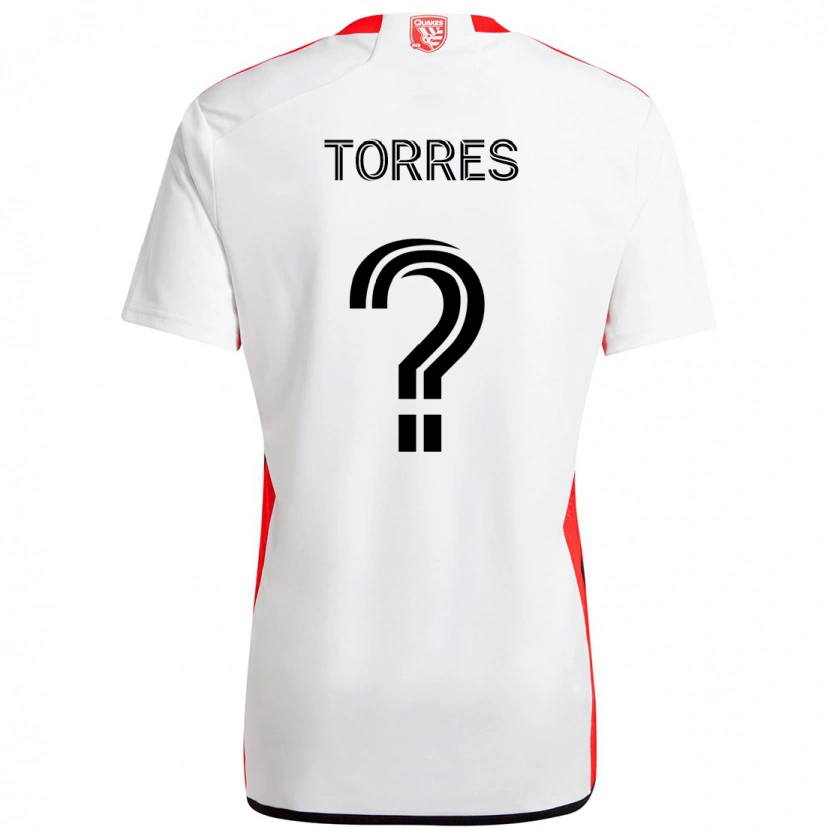 Danxen Barn Jorge Torres #0 Vit Röd Bortatröja Matchtröjor 2025/26 Tröjor T-Tröja
