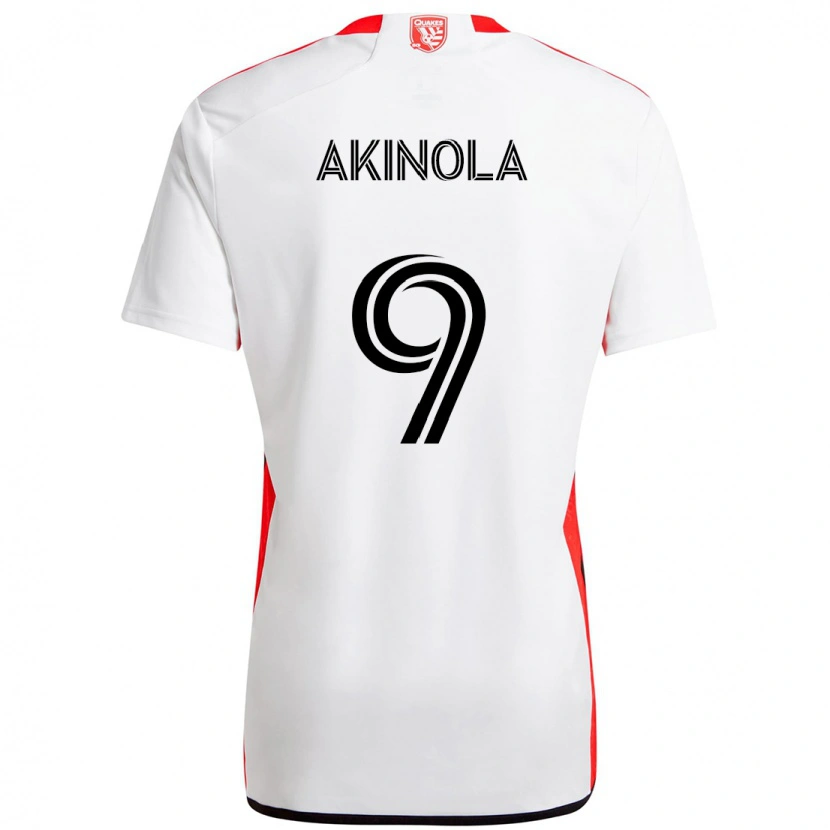 Danxen Barn Ayo Akinola #9 Vit Röd Bortatröja Matchtröjor 2025/26 Tröjor T-Tröja