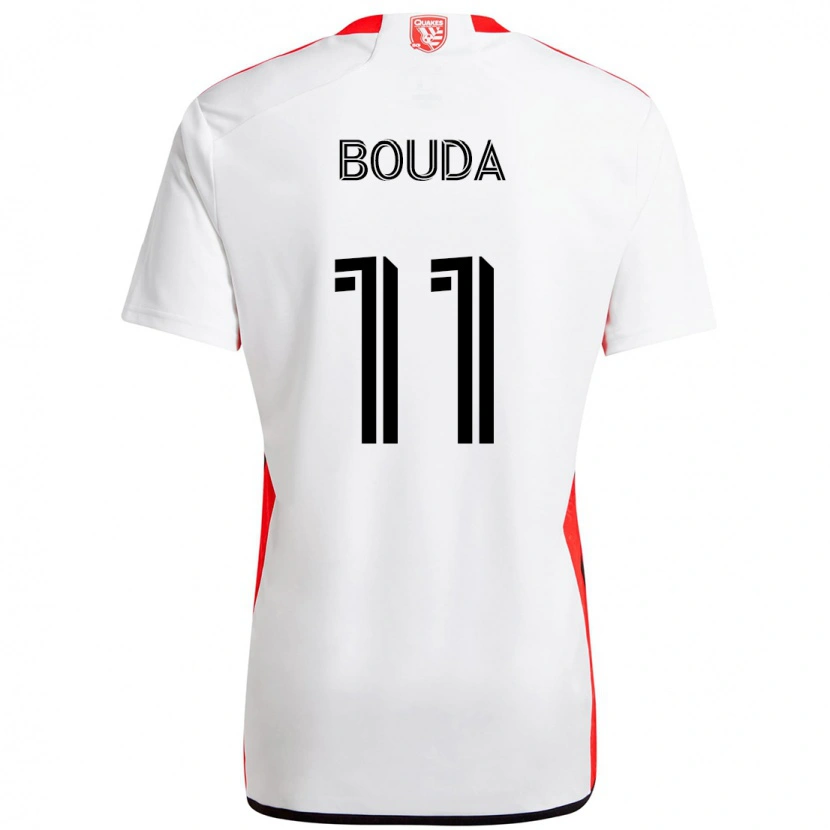 Danxen Barn Ousseni Bouda #11 Vit Röd Bortatröja Matchtröjor 2025/26 Tröjor T-Tröja