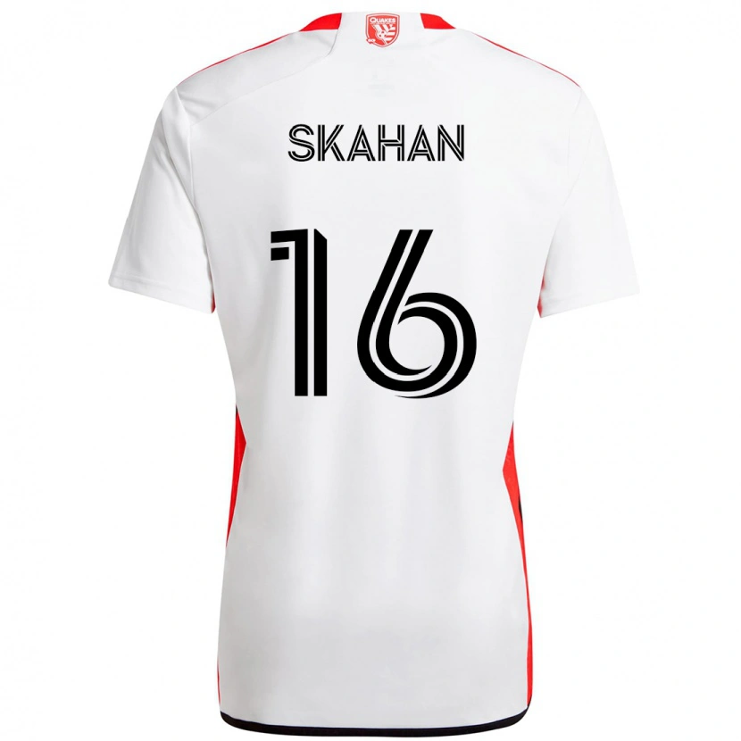 Danxen Barn Jack Skahan #16 Vit Röd Bortatröja Matchtröjor 2025/26 Tröjor T-Tröja
