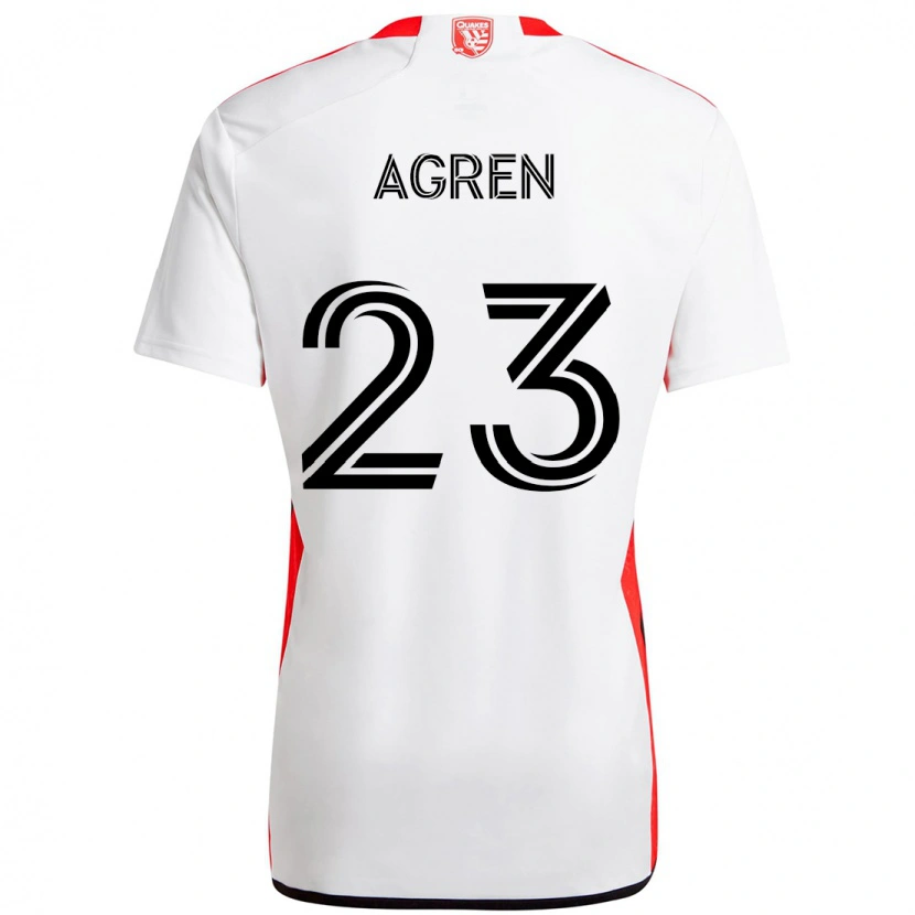 Danxen Barn Oskar Agren #23 Vit Röd Bortatröja Matchtröjor 2025/26 Tröjor T-Tröja