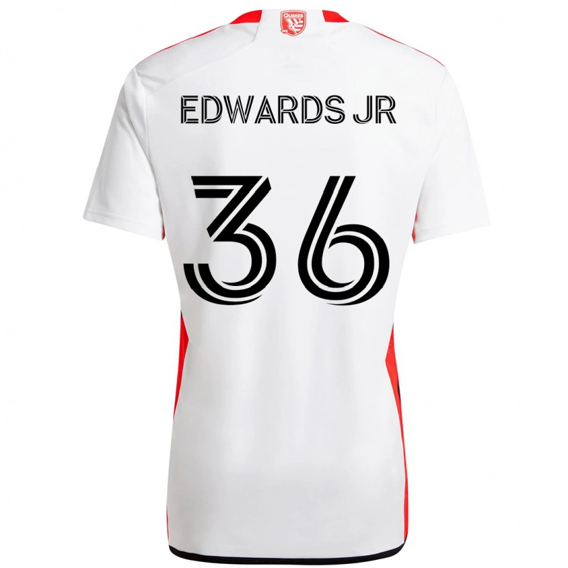 Danxen Barn Earl Edwards Jr. #36 Vit Röd Bortatröja Matchtröjor 2025/26 Tröjor T-Tröja