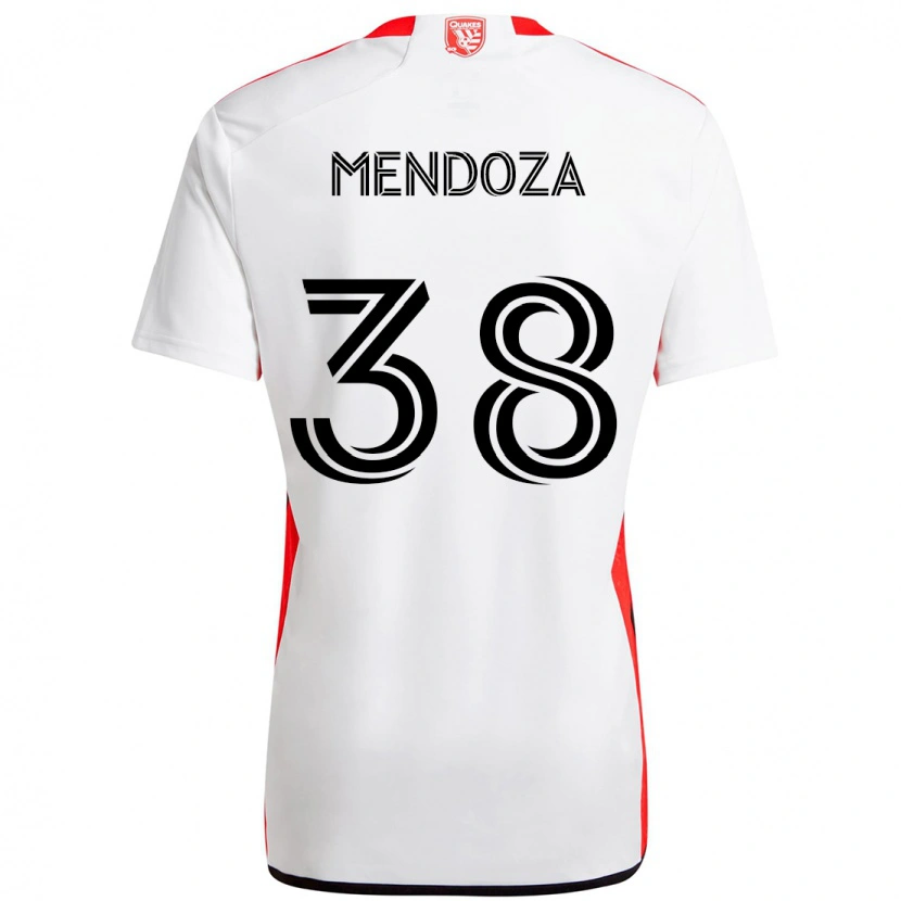 Danxen Barn Edwyn Mendoza #38 Vit Röd Bortatröja Matchtröjor 2025/26 Tröjor T-Tröja