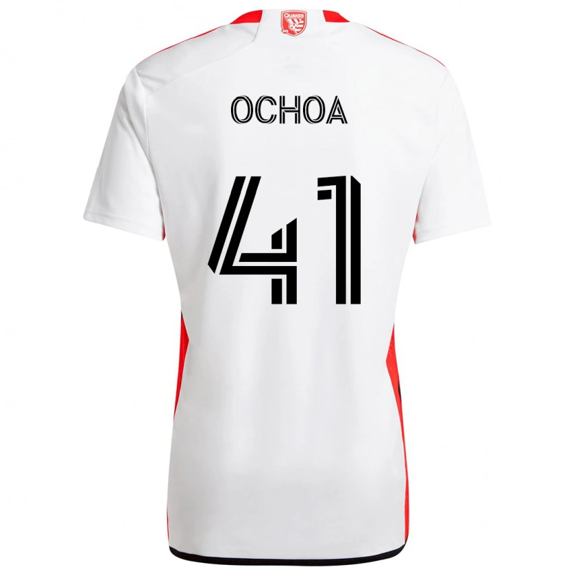 Danxen Barn Emmanuel Ochoa #41 Vit Röd Bortatröja Matchtröjor 2025/26 Tröjor T-Tröja