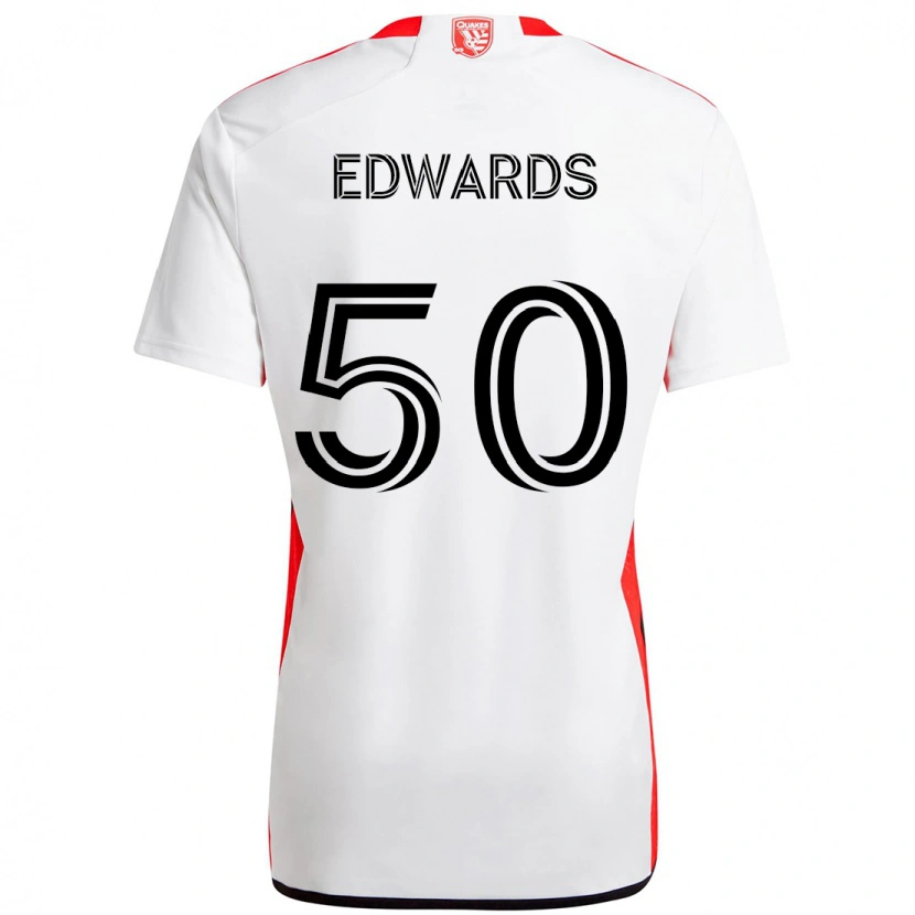 Danxen Barn Aaron Edwards #50 Vit Röd Bortatröja Matchtröjor 2025/26 Tröjor T-Tröja
