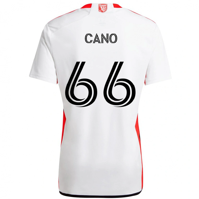 Danxen Barn Alejandro Cano #66 Vit Röd Bortatröja Matchtröjor 2025/26 Tröjor T-Tröja