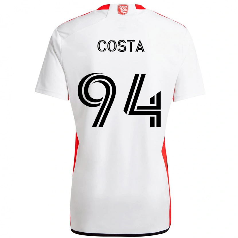 Danxen Barn Vítor Costa #94 Vit Röd Bortatröja Matchtröjor 2025/26 Tröjor T-Tröja