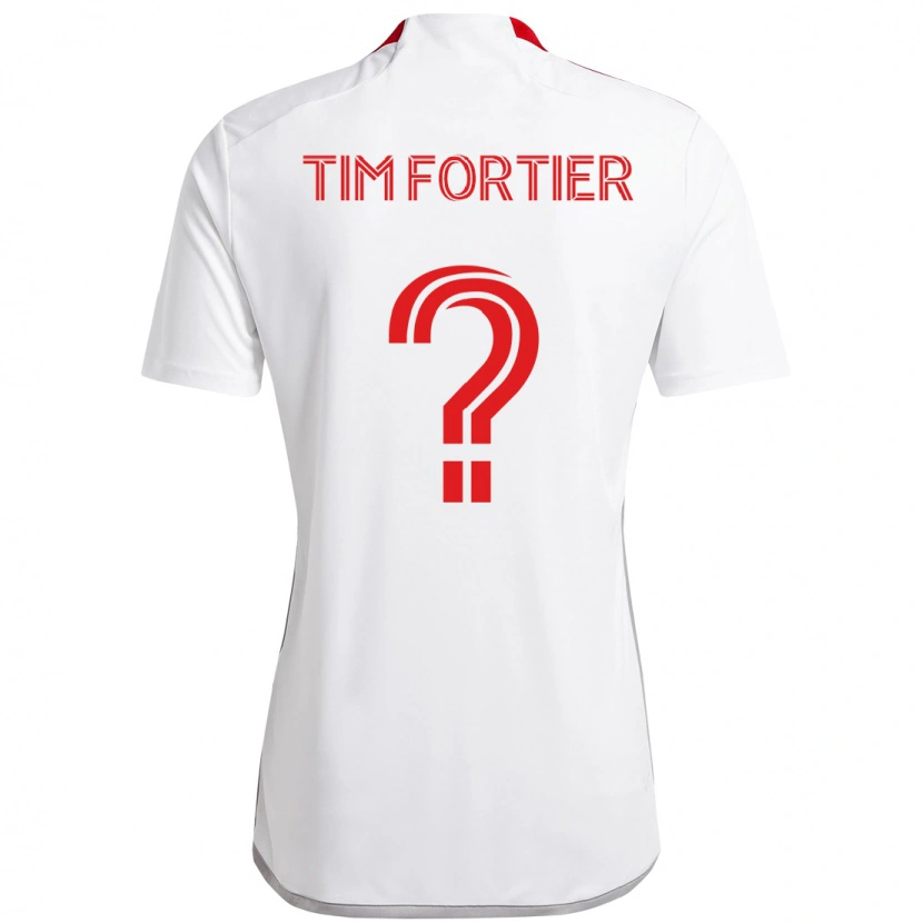 Danxen Barn Tim Fortier #0 Vit Röd Bortatröja Matchtröjor 2025/26 Tröjor T-Tröja