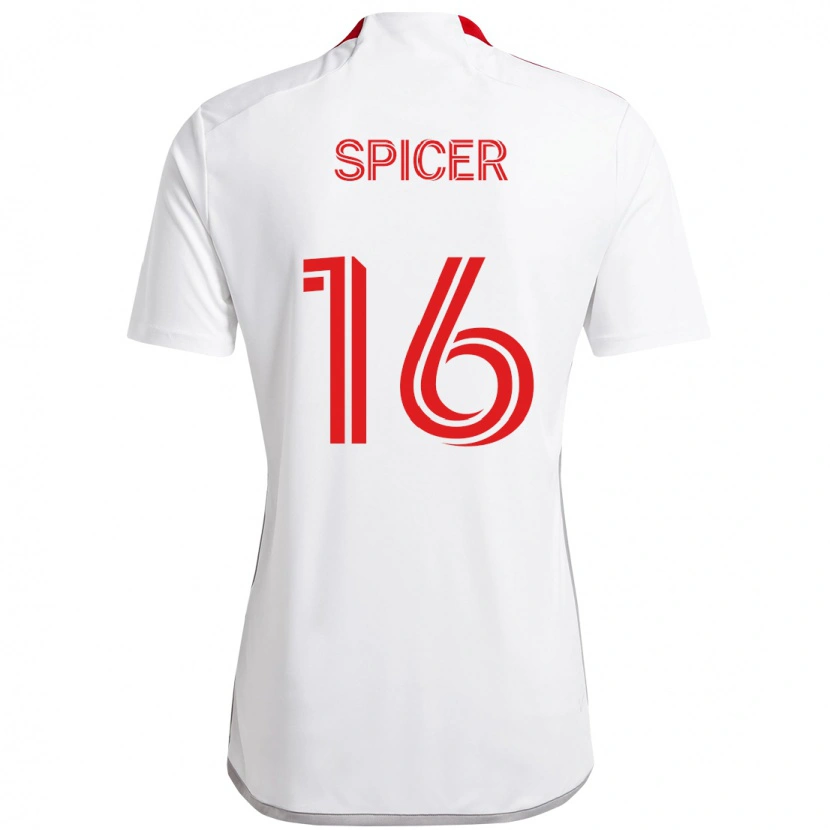 Danxen Barn Tyrese Spicer #16 Vit Röd Bortatröja Matchtröjor 2025/26 Tröjor T-Tröja
