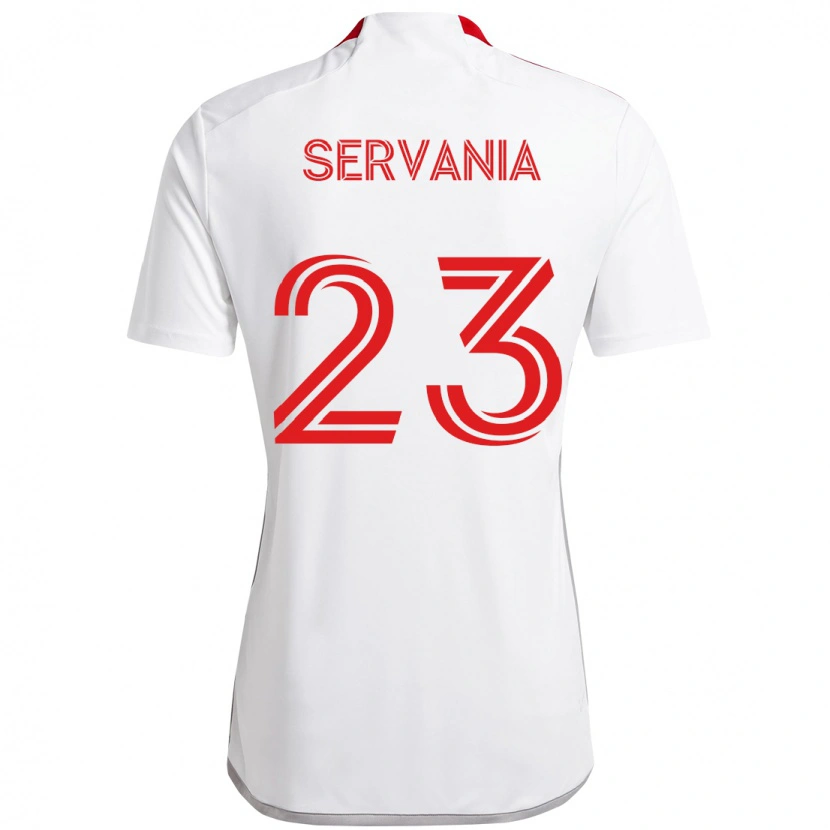 Danxen Barn Brandon Servania #23 Vit Röd Bortatröja Matchtröjor 2025/26 Tröjor T-Tröja