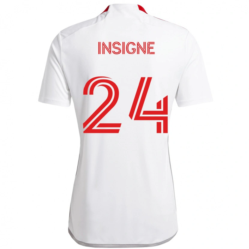 Danxen Barn Lorenzo Insigne #24 Vit Röd Bortatröja Matchtröjor 2025/26 Tröjor T-Tröja