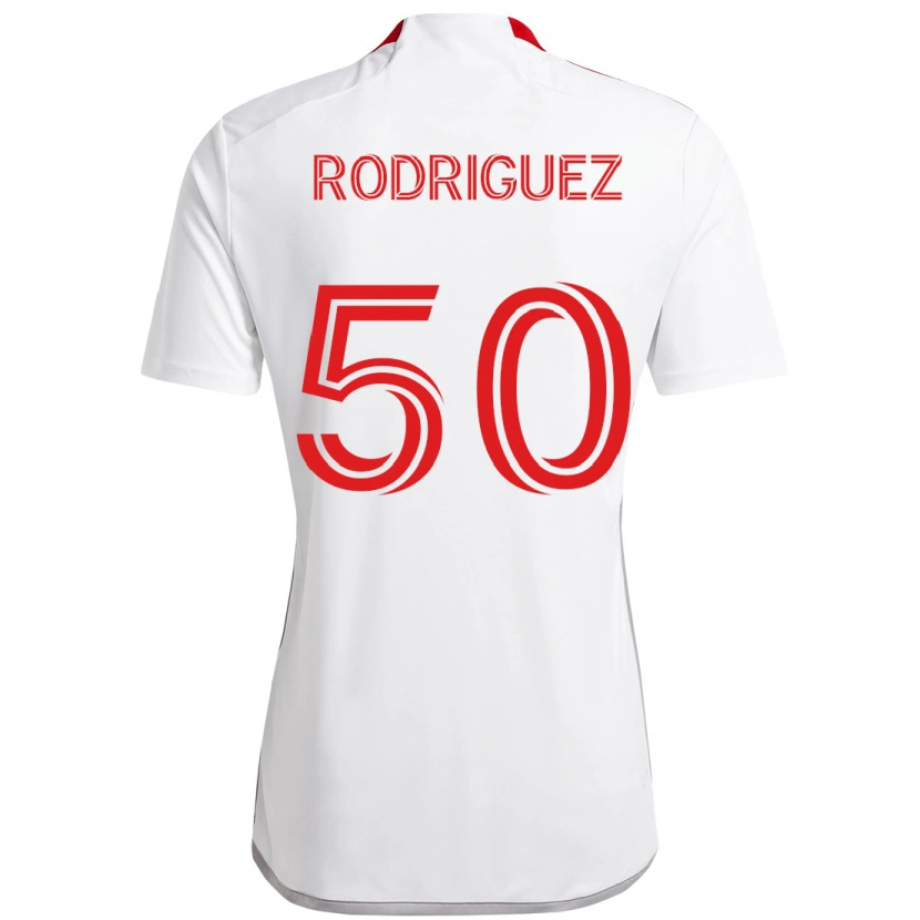 Danxen Barn Abraham Rodriguez #50 Vit Röd Bortatröja Matchtröjor 2025/26 Tröjor T-Tröja