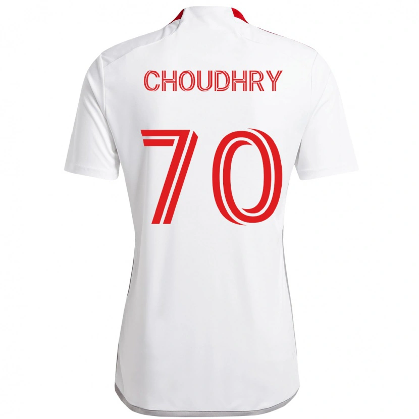 Danxen Barn Benjamin Choudhry #70 Vit Röd Bortatröja Matchtröjor 2025/26 Tröjor T-Tröja