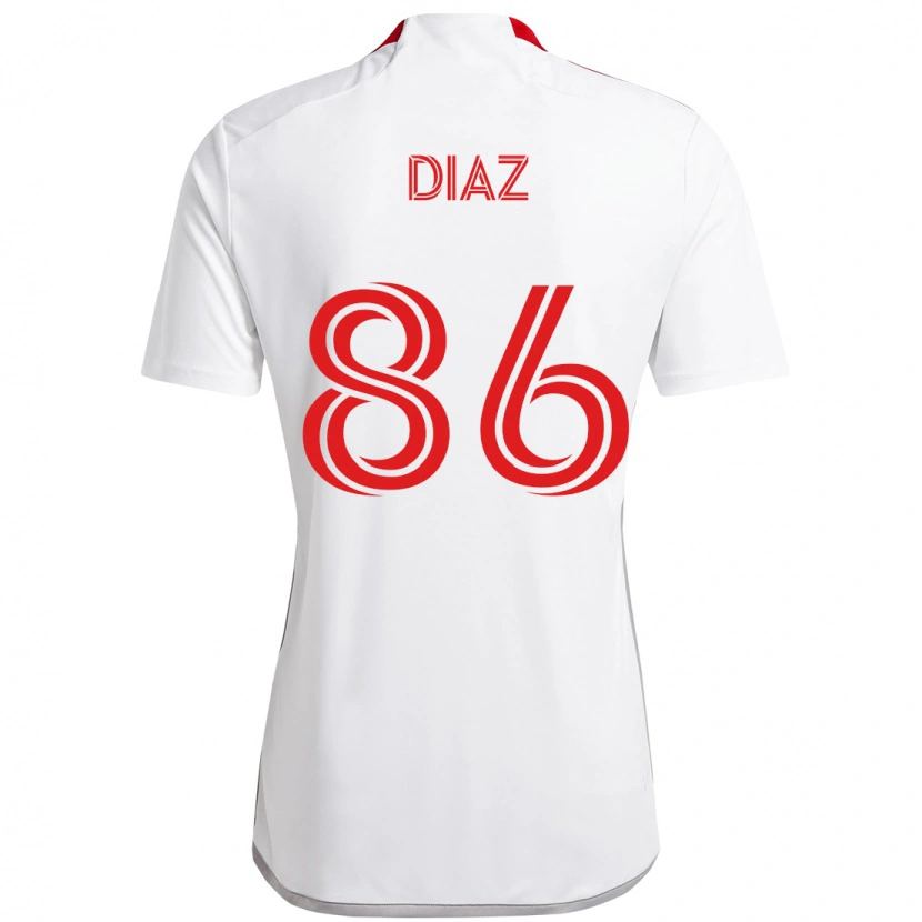 Danxen Barn Alec Díaz #86 Vit Röd Bortatröja Matchtröjor 2025/26 Tröjor T-Tröja