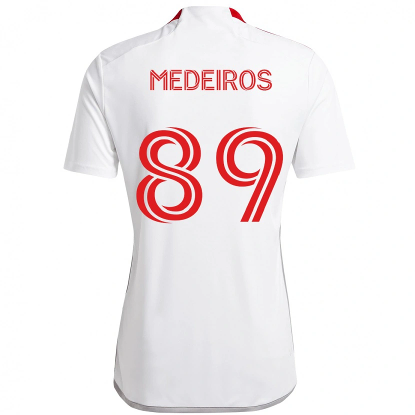 Danxen Barn Matthew Medeiros #89 Vit Röd Bortatröja Matchtröjor 2025/26 Tröjor T-Tröja
