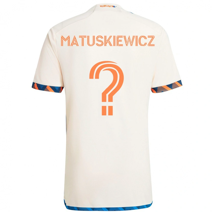 Danxen Barn Lincoln Matuskiewicz #0 Vit Blå Orange Bortatröja Matchtröjor 2025/26 Tröjor T-Tröja