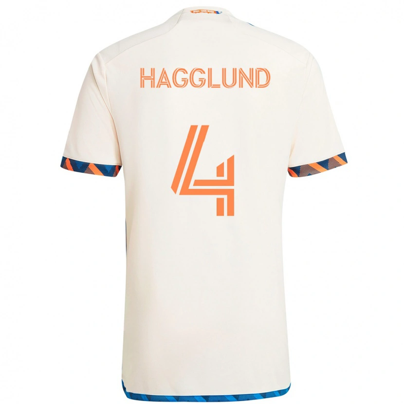 Danxen Barn Nick Hagglund #4 Vit Blå Orange Bortatröja Matchtröjor 2025/26 Tröjor T-Tröja