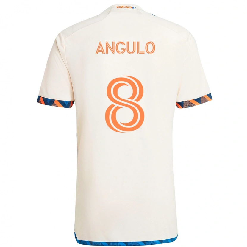 Danxen Barn Marco Angulo #8 Vit Blå Orange Bortatröja Matchtröjor 2025/26 Tröjor T-Tröja