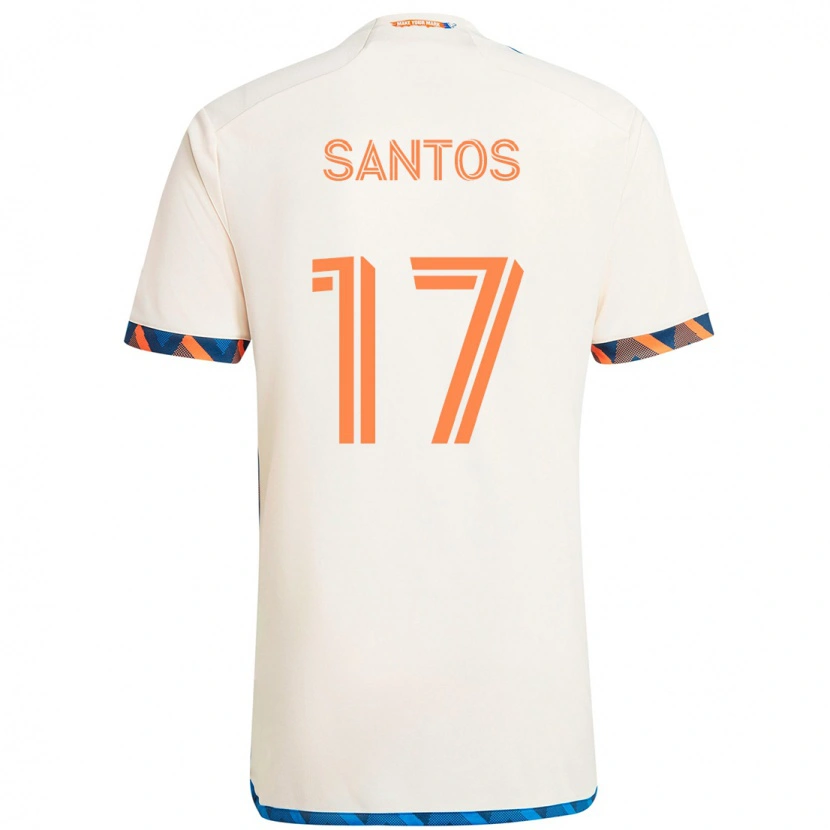 Danxen Barn Sergio Santos #17 Vit Blå Orange Bortatröja Matchtröjor 2025/26 Tröjor T-Tröja
