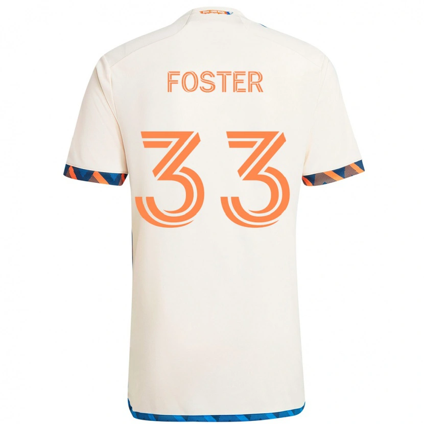 Danxen Barn Isaiah Foster #33 Vit Blå Orange Bortatröja Matchtröjor 2025/26 Tröjor T-Tröja