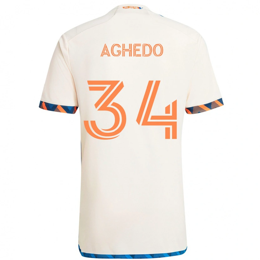 Danxen Barn London Aghedo #34 Vit Blå Orange Bortatröja Matchtröjor 2025/26 Tröjor T-Tröja