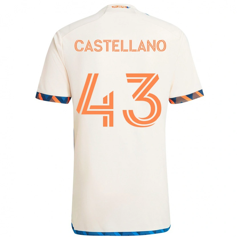 Danxen Barn Jesús Castellano #43 Vit Blå Orange Bortatröja Matchtröjor 2025/26 Tröjor T-Tröja