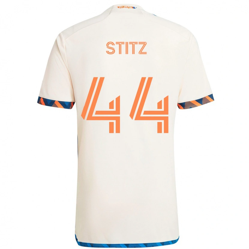 Danxen Barn Ben Stitz #44 Vit Blå Orange Bortatröja Matchtröjor 2025/26 Tröjor T-Tröja