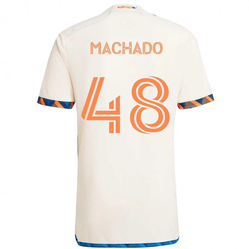 Danxen Barn Juan Machado #48 Vit Blå Orange Bortatröja Matchtröjor 2025/26 Tröjor T-Tröja