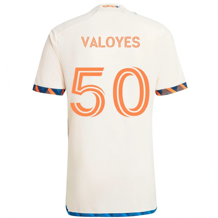 Danxen Barn Yeiner Valoyes #50 Vit Blå Orange Bortatröja Matchtröjor 2025/26 Tröjor T-Tröja