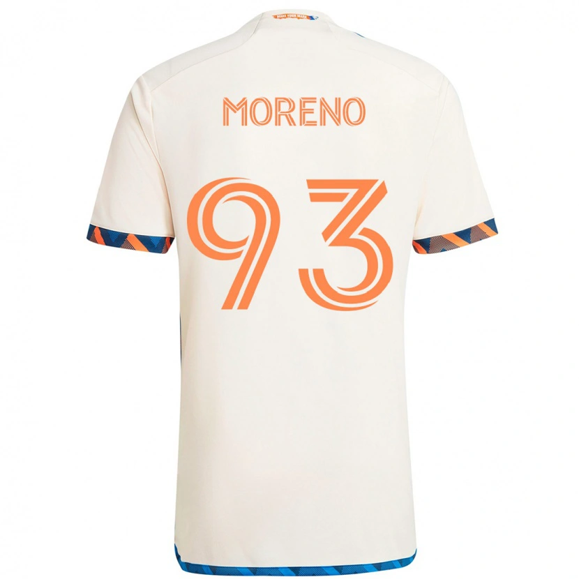 Danxen Barn Júnior Moreno #93 Vit Blå Orange Bortatröja Matchtröjor 2025/26 Tröjor T-Tröja