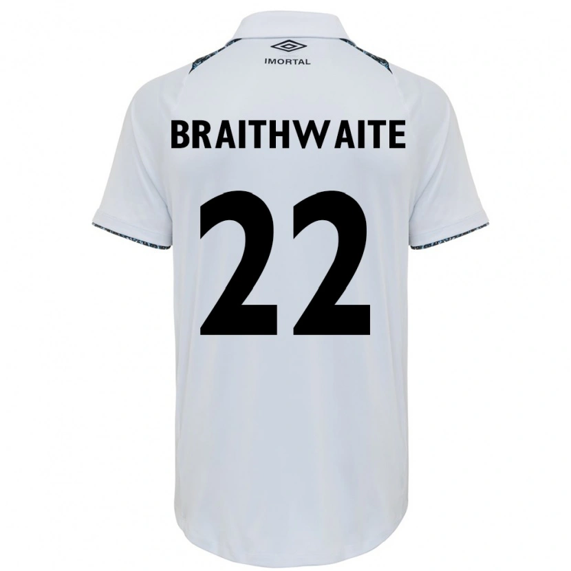 Danxen Barn Martin Braithwaite #22 Vit Blå Bortatröja Matchtröjor 2025/26 Tröjor T-Tröja