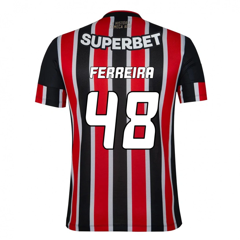 Danxen Barn Lucas Ferreira #48 Svart Röd Bortatröja Matchtröjor 2025/26 Tröjor T-Tröja