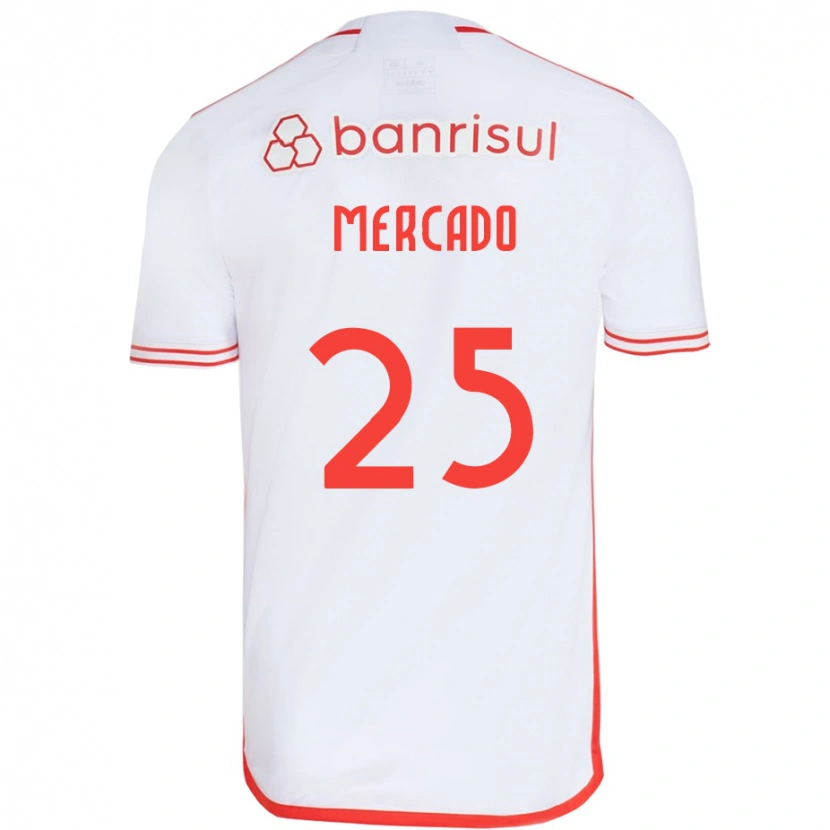 Danxen Barn Gabriel Mercado #25 Vit Röd Bortatröja Matchtröjor 2025/26 Tröjor T-Tröja