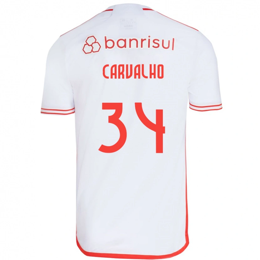 Danxen Barn Gabriel Carvalho #34 Vit Röd Bortatröja Matchtröjor 2025/26 Tröjor T-Tröja