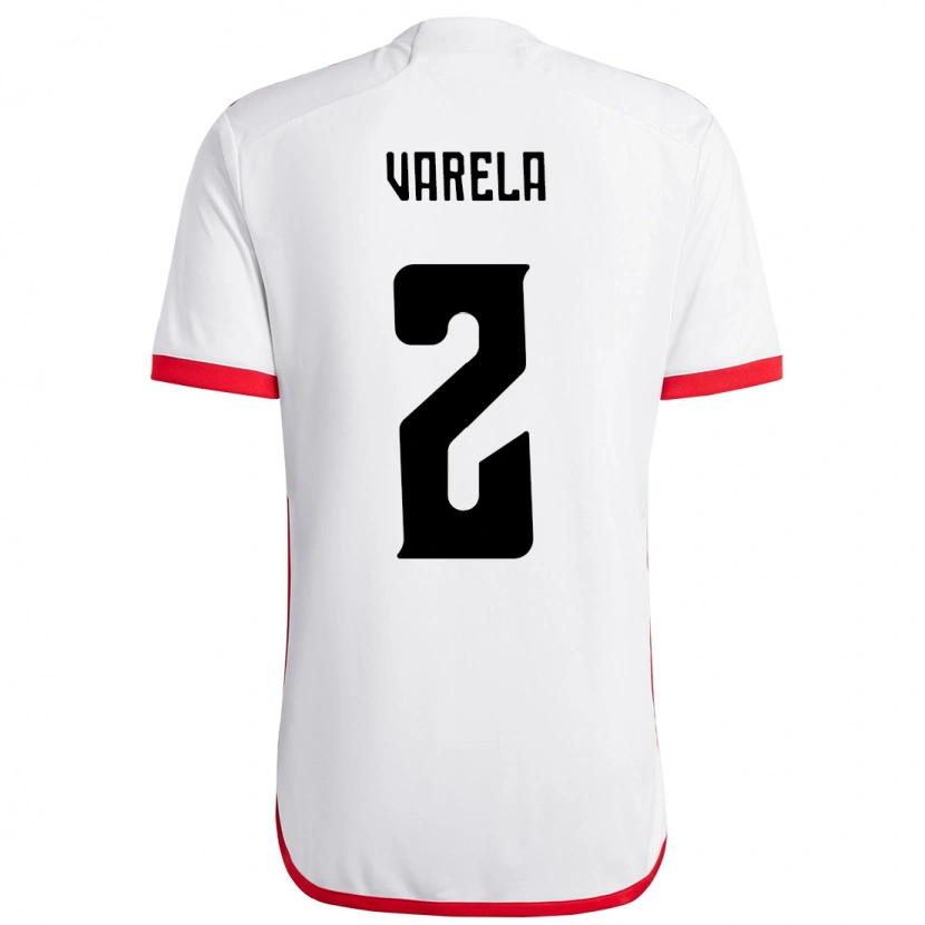 Danxen Barn Guillermo Varela #2 Vit Röd Bortatröja Matchtröjor 2025/26 Tröjor T-Tröja