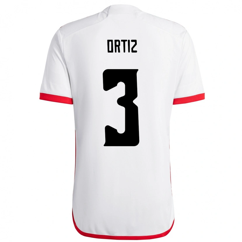 Danxen Barn Léo Ortiz #3 Vit Röd Bortatröja Matchtröjor 2025/26 Tröjor T-Tröja