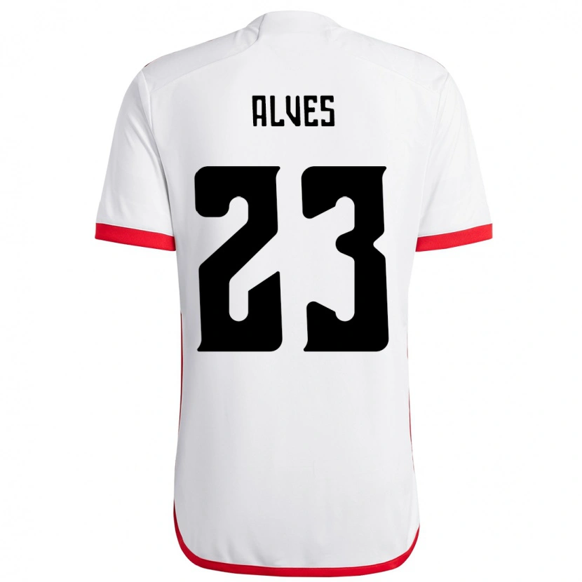 Danxen Barn Karol Alves #23 Vit Röd Bortatröja Matchtröjor 2025/26 Tröjor T-Tröja