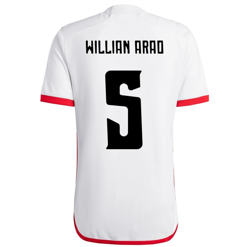 Danxen Barn Willian Arao #5 Vit Röd Bortatröja Matchtröjor 2025/26 Tröjor T-Tröja