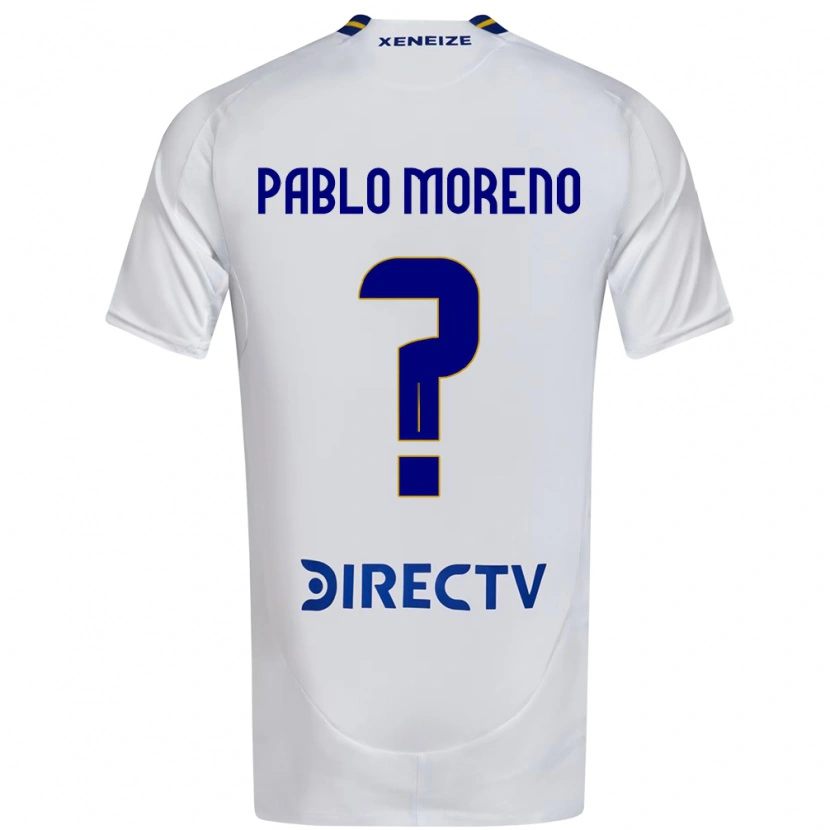 Danxen Barn Juan Pablo Moreno #0 Vit Blå Bortatröja Matchtröjor 2025/26 Tröjor T-Tröja