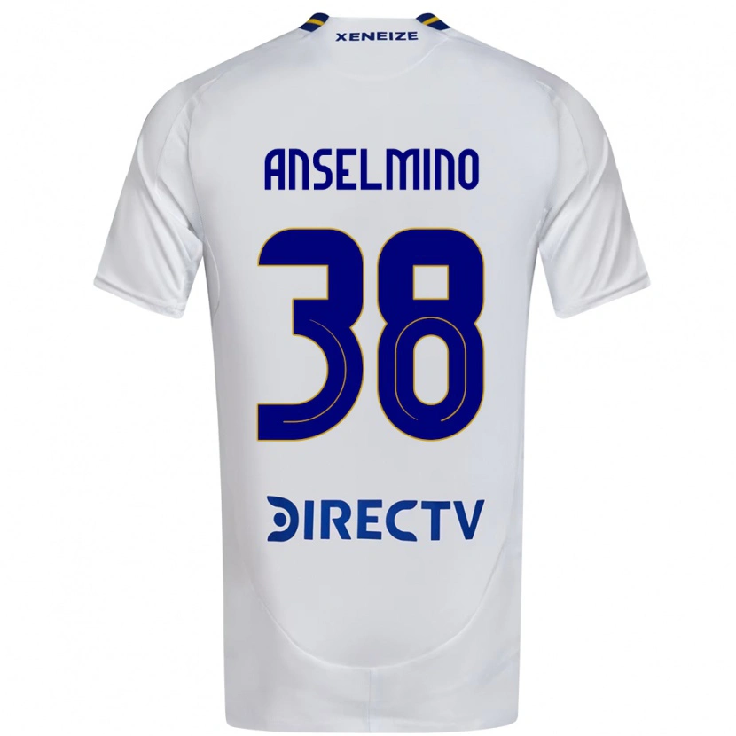 Danxen Barn Aarón Anselmino #38 Vit Blå Bortatröja Matchtröjor 2025/26 Tröjor T-Tröja