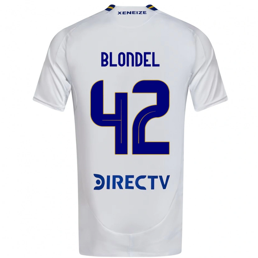 Danxen Barn Lucas Blondel #42 Vit Blå Bortatröja Matchtröjor 2025/26 Tröjor T-Tröja