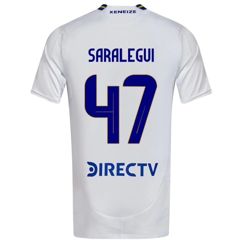 Danxen Barn Jabes Saralegui #47 Vit Blå Bortatröja Matchtröjor 2025/26 Tröjor T-Tröja
