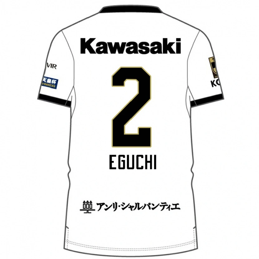 Danxen Barn Takuma Eguchi #2 Vit Svart Bortatröja Matchtröjor 2025/26 Tröjor T-Tröja