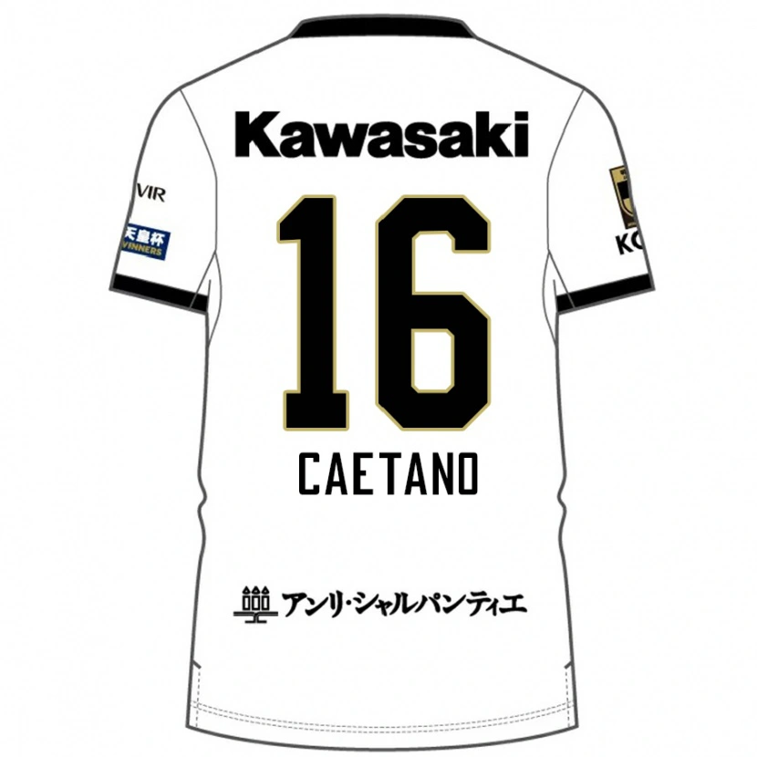 Danxen Barn Caetano #16 Vit Svart Bortatröja Matchtröjor 2025/26 Tröjor T-Tröja