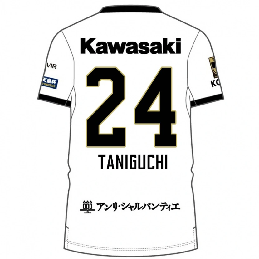 Danxen Barn Hiroto Taniguchi #24 Vit Svart Bortatröja Matchtröjor 2025/26 Tröjor T-Tröja